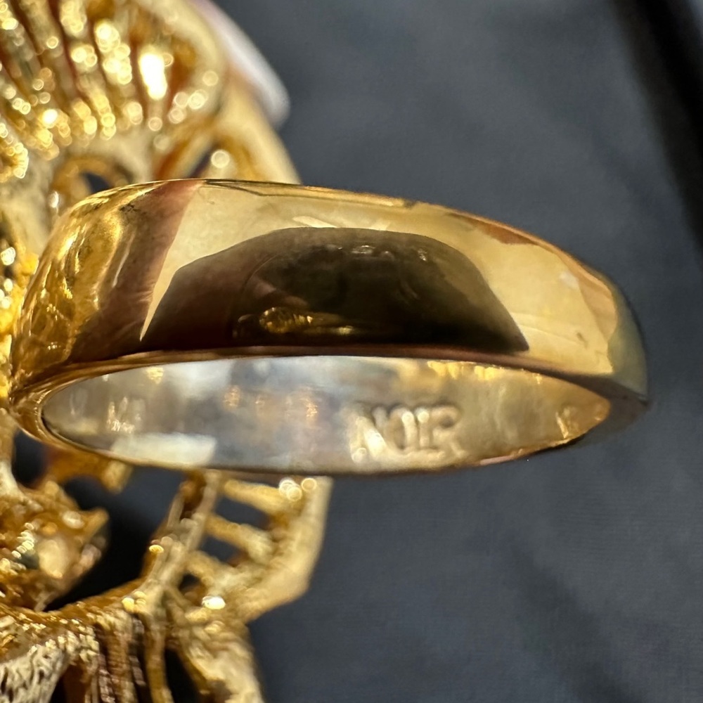 Noir Gold Large Flower Statement Ring - image 5